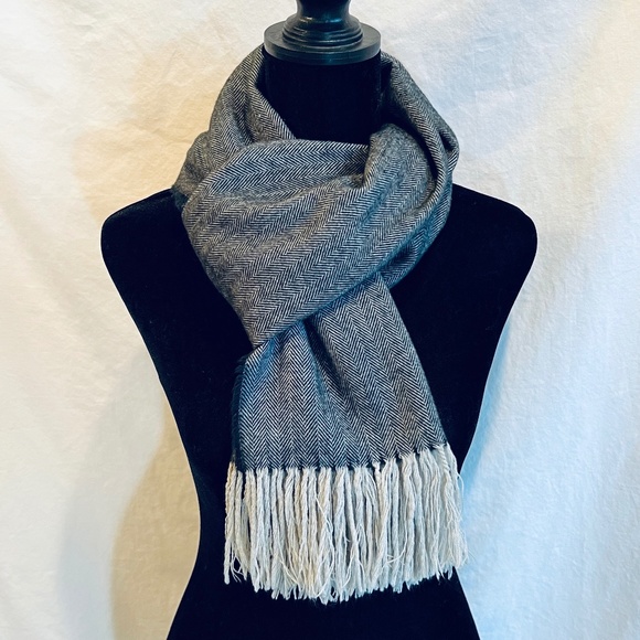 Softer Than Cashmere Gray Herringbone Fringe Scarf - Picture 1 of 7